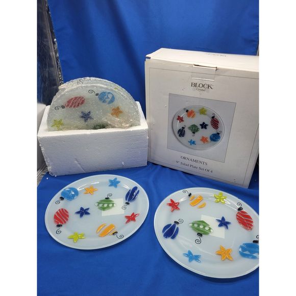 Block Crystal Ornaments Salad Plates - Picture 1 of 5